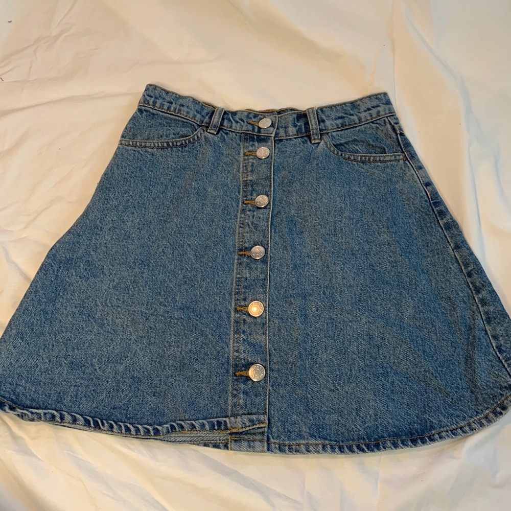 MONKI high waisted blue denim skirt